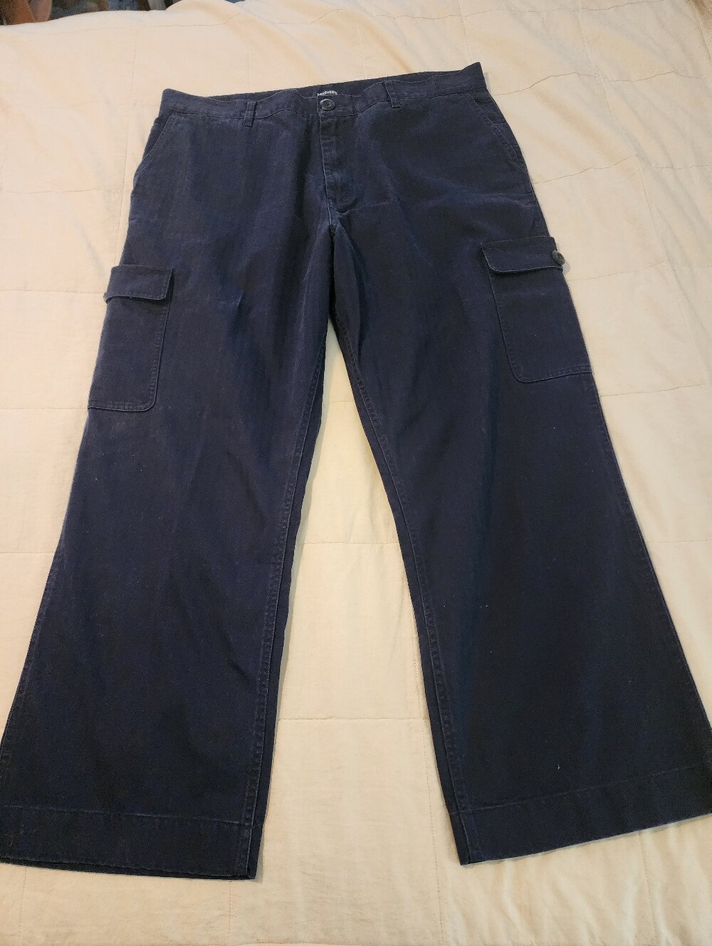 Mad Happy Men's Navy Cotton Cargo Pants Classic Utility Style XXL Worn Once